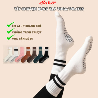 Tất vớ chân tập yoga SakoSport hở ngón chống trượt, vải thấm hút mồ hôi SakoSport