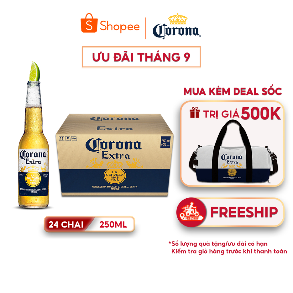 Bia Corona Extra nhập khẩu thùng 24 chai (250ml/chai)