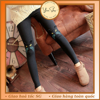Quần Legging Tai Mèo Chất Vải Thun Lót Lông Êm Ái Ấm Áp Không Ngứa