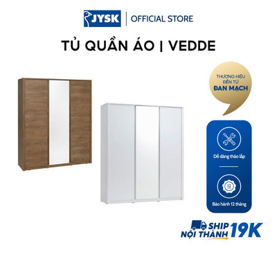 Tủ quần áo | JYSK Vedde | gỗ công nghiệp | màu sồi đậm/trắng | R166xS54xC197cm