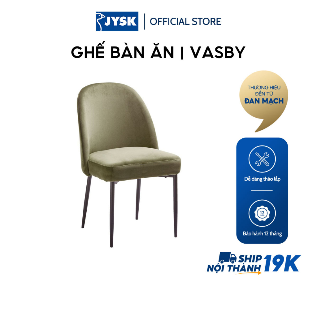 Ghế bàn ăn | JYSK Vasby | kim loại/vải polyester | xanh lá/đen | R50xS59xC87cm