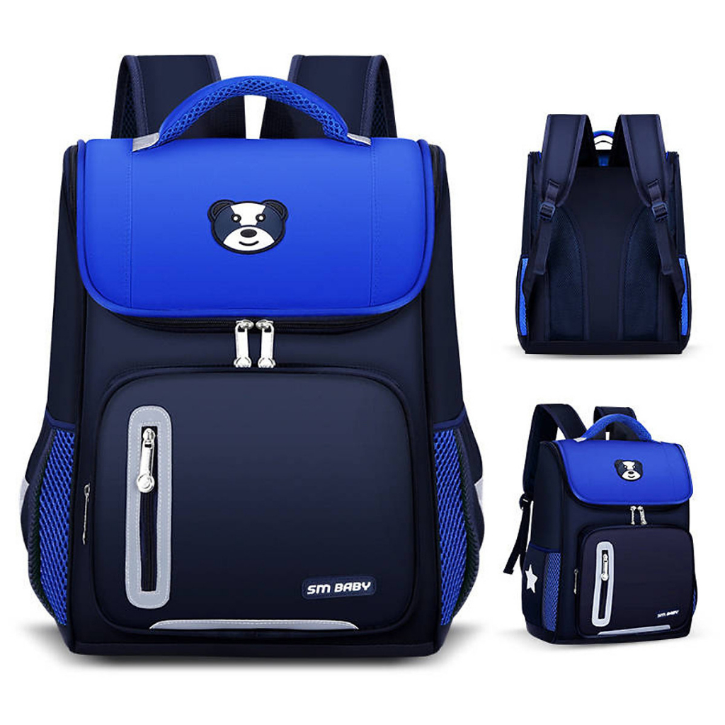 Balo chống gù dáng hộp, Có Phản quang tối, Siêu nhẹ hình con gấu