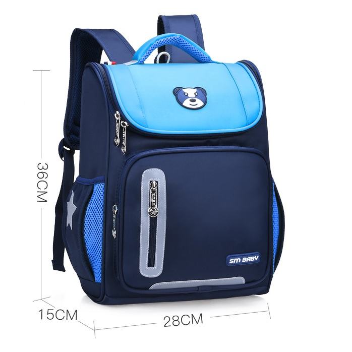 Balo chống gù dáng hộp, Có Phản quang tối, Siêu nhẹ hình con gấu