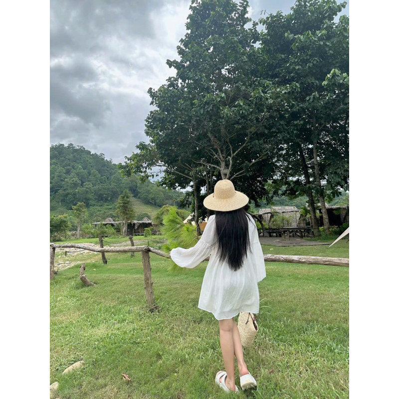 ĐẦM BBD TRẮNG CỔ BÈO TAY BÍ - Kèm Ảnh Thật - Hàng Có sẵn