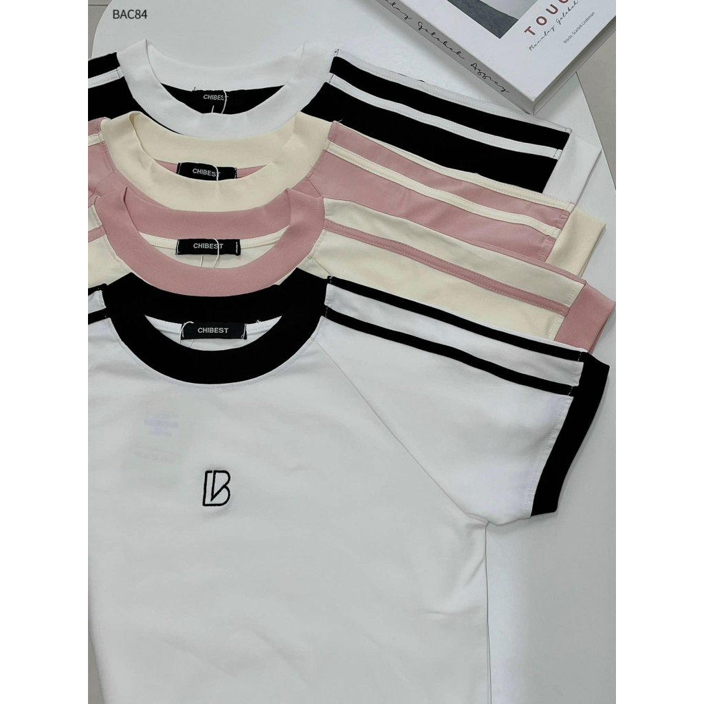 Áo thun form vừa phối thêu CB phong cách năng động CHIBEST BAC84
