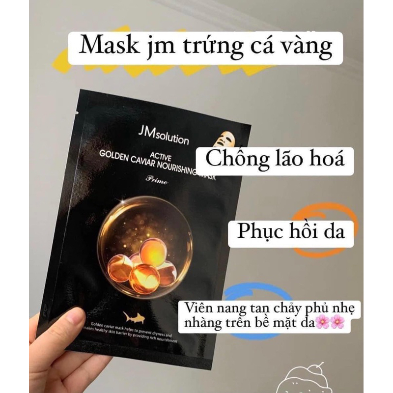 Mặt nạ JMsolution trứng cá tầm vàng hỗ trợ dưỡng ẩm, tái tạo và phục hồi cho làn da khô ráp, giúp cải thiện các nếp nhăn