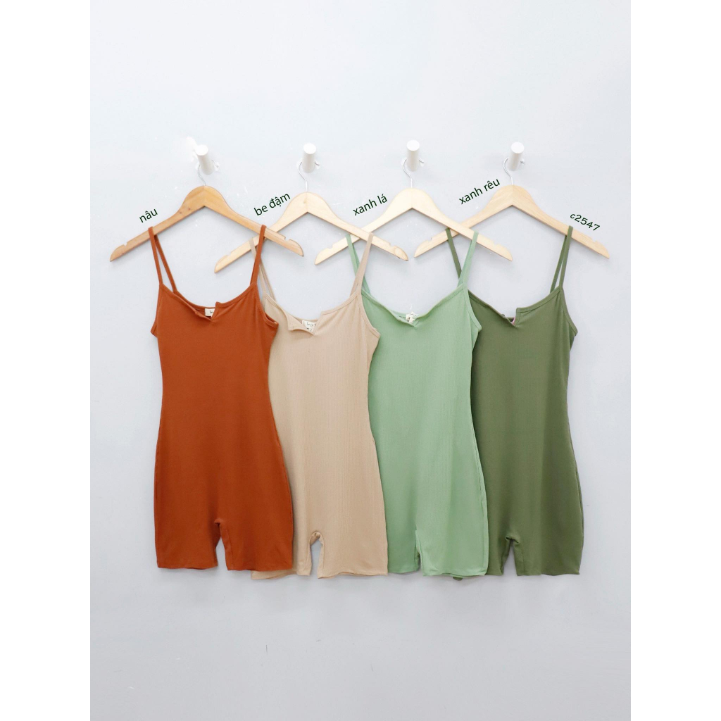 C2547 - Romper 2 dây thun gân trơn