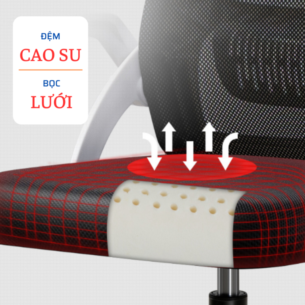 Ghế xoay văn phòng đệm cao su cao cấp, lưng lưới thoáng mát, có tựa đầu, Ghế FUJIKO mã 402 K001