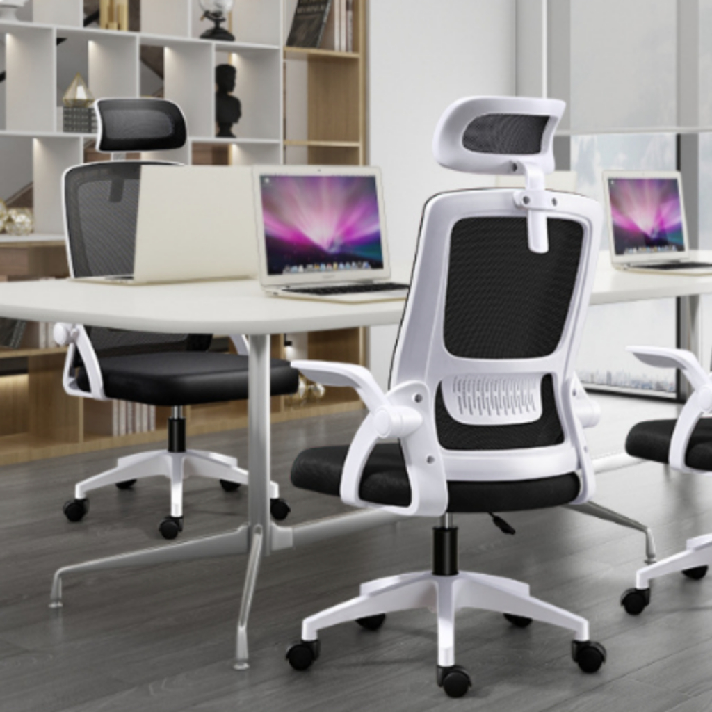 Ghế xoay văn phòng đệm cao su cao cấp, lưng lưới thoáng mát, có tựa đầu, Ghế FUJIKO mã 402 K001