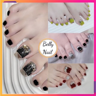 Bộ 24 móng chân giả đính đá kèm keo Belly Nail Nail Box móng chân giả