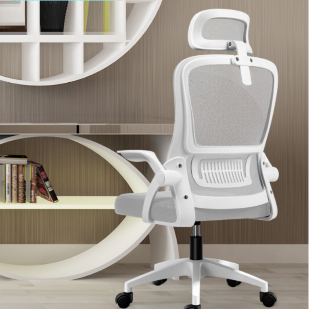 Ghế xoay văn phòng đệm cao su cao cấp, lưng lưới thoáng mát, có tựa đầu, Ghế FUJIKO mã 402 K001