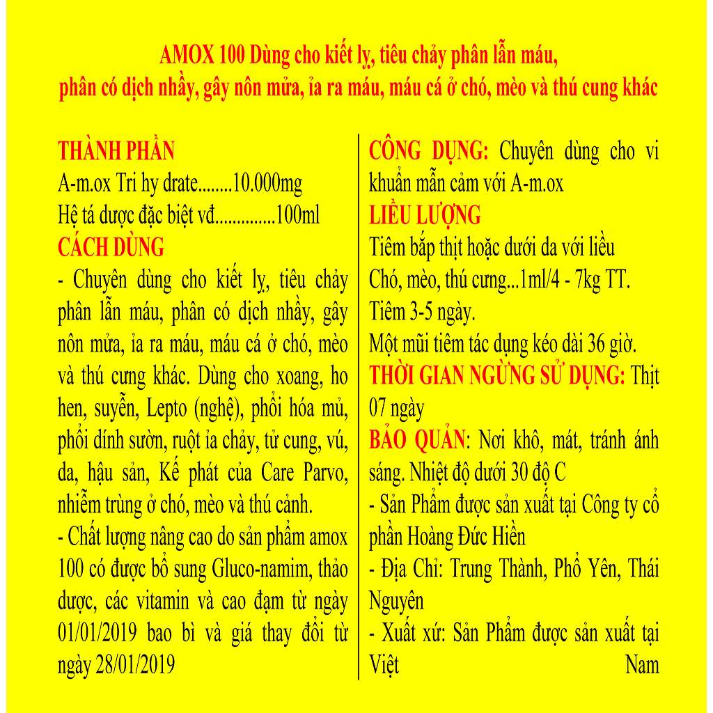 1 lọ 5ml A-MOX 100 Dùng cho cho chó, mèo và thú cung khác