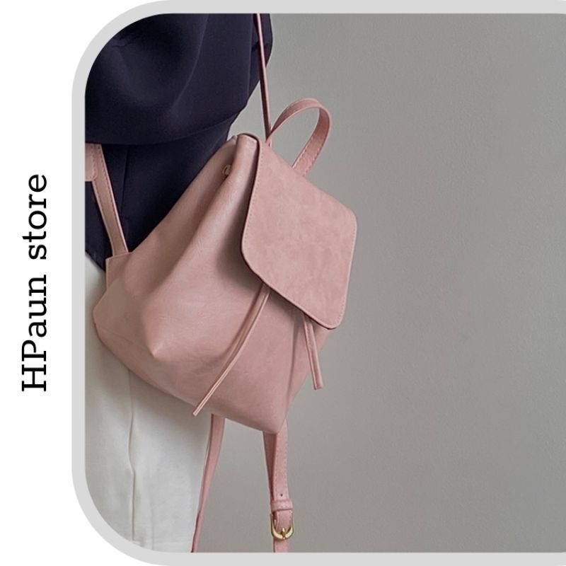 Balo mini dây rút nữ đi học đi làm da nhung lì (29)