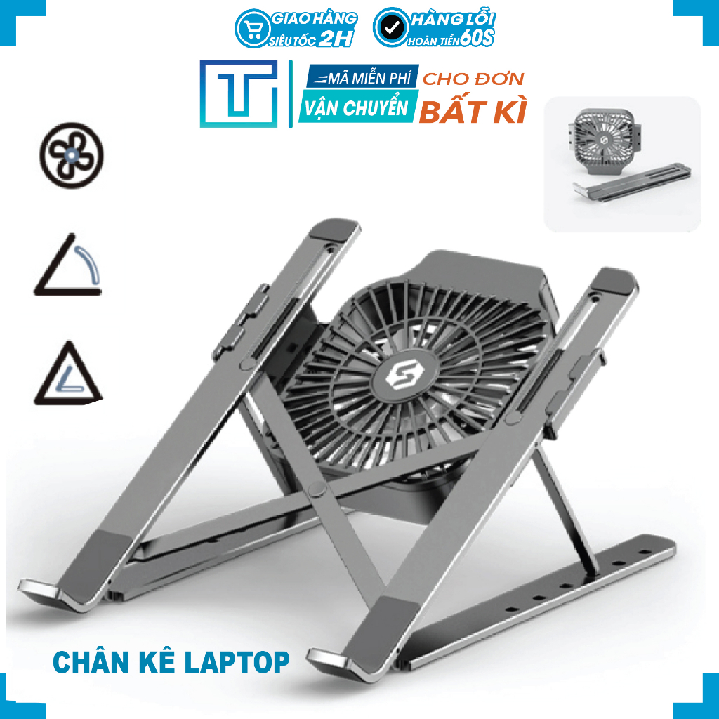 Giá Đỡ LAPTOP, MACBOOK, IPAD Hợp Kim Nhôm Kèm Quạt Tản Nhiệt (Led phát sáng, điều chỉnh tốc độ...) BH 12 Tháng