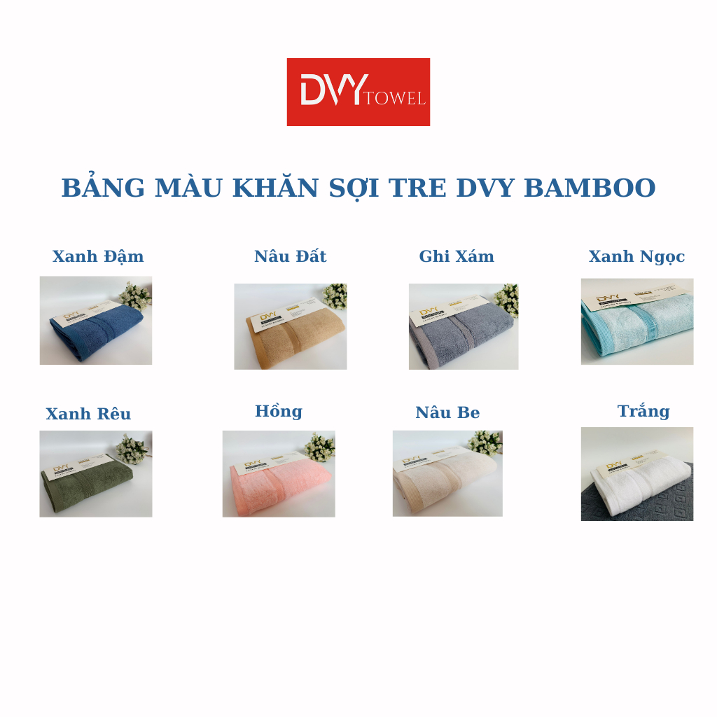 Khăn mặt Sợi Tre Bamboo, Dày Dặn, Mềm Mại, Siêu Thấm Hút, Không Phai Màu, Không Xù Bông