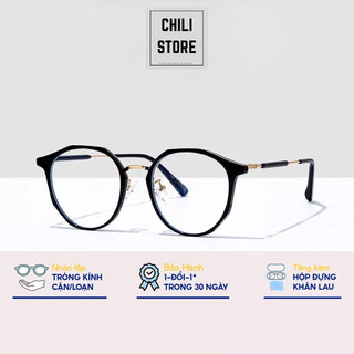 Gọng kính cận nam nữ Chilistore Kính cận thời trang mắt tròn lục giác 83032