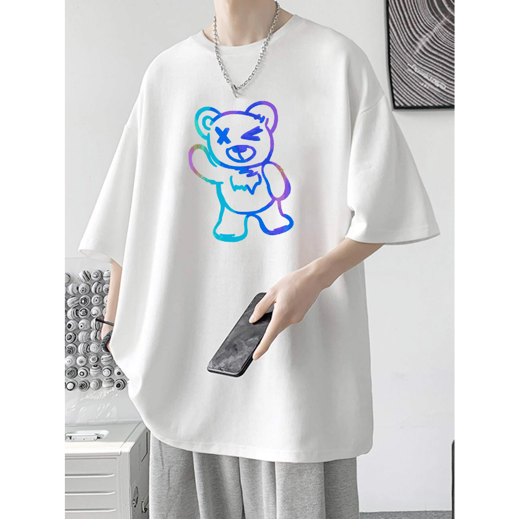 Áo thun tay lỡ form rộng Gấu say hi áo unisex nam nữ đẹp