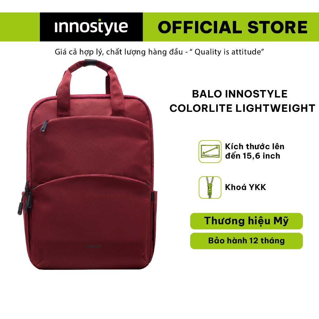 Balo Innostyle Colorlite Lightweight cho laptop 15.6 -P21- Thiết kế gọn, hàng chính hãng