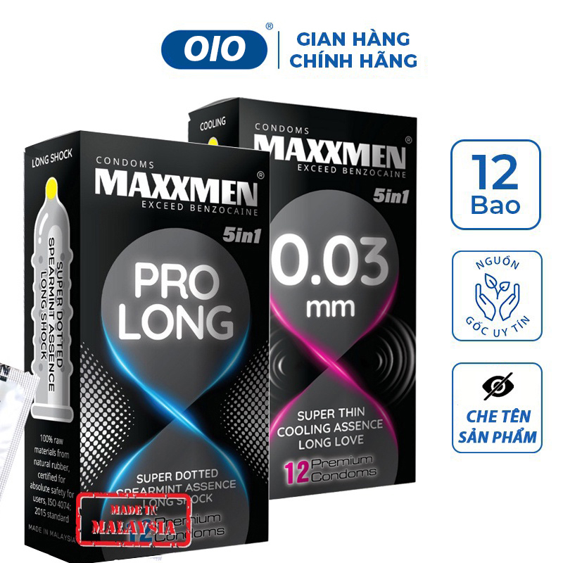 Bao cao su MAXXMEN hộp 12 cái siêu gân gai, siêu mỏng kéo dài thời gian quan hệ