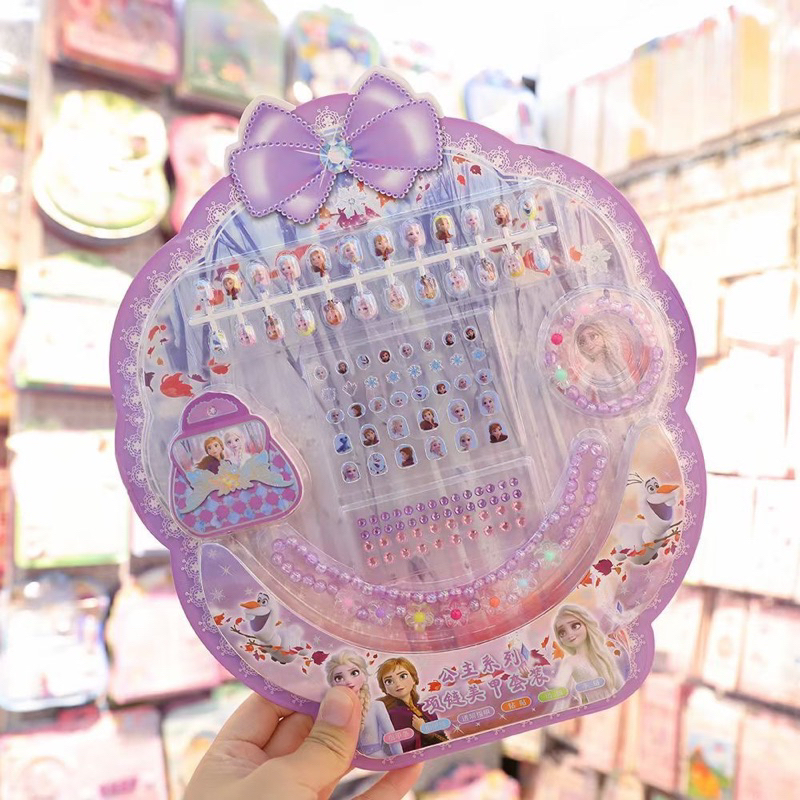 Bộ  Đồ Chơi Dán Móng Tay  kèm  Vòng  Cổ Vòng Tay Cho Bé Đồ Chơi Cho Bé Gái