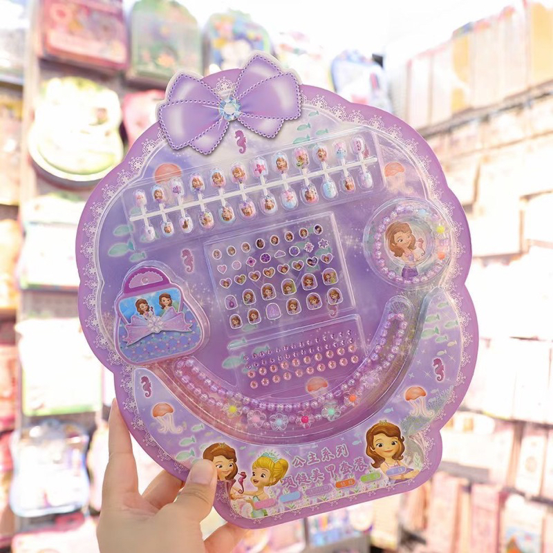 Bộ  Đồ Chơi Dán Móng Tay  kèm  Vòng  Cổ Vòng Tay Cho Bé Đồ Chơi Cho Bé Gái