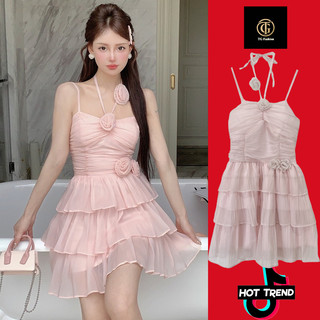 ĐẦM PHỐI DÂY HOA DÚM NGỰC CHÂN XẾP TẦNG HOT TREND 2023 TGFASHION