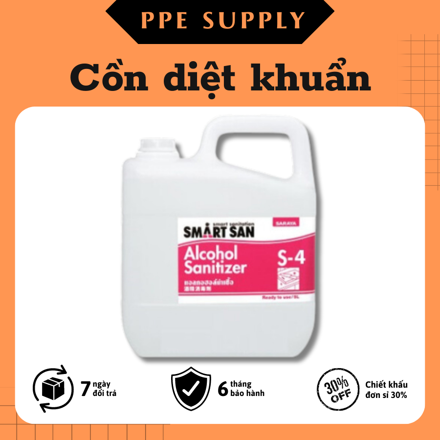 Cồn sát khuẩn thực phẩm 💖 Cồn Diệt Khuẩn Smart San Food-Grade Alcohol Sanitizer S4 - Can 5 lít
