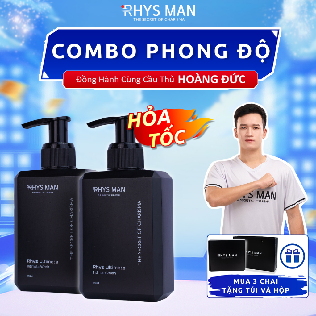 Bộ quà tặng 2 Dung dịch vệ sinh nam giới Rhys Ultimate hương bạc hà thơm mát 120ml RHYS MAN