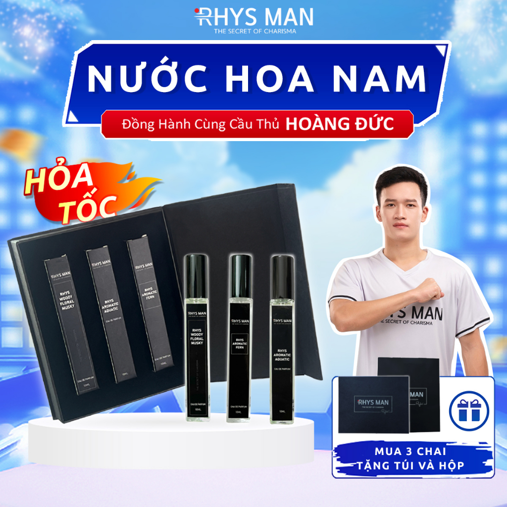 Nước hoa nam RHYS MAN lịch lãm, đẳng cấp, lưu hương tới 12h 10ml/chai