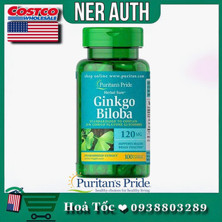 Viên uống bổ não Ginkgo Biloba Puritan's Pride Standardized Extract 120mg Mỹ 100 viên