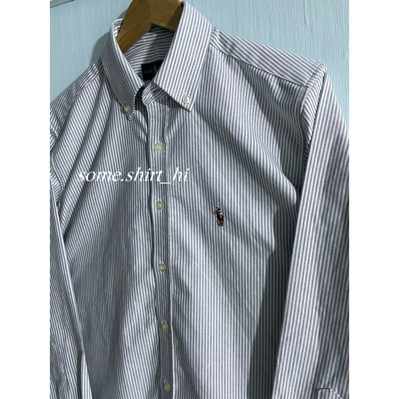 ÁO SƠMI NAM VẢI OXFORD 100% COTTON, TAY DÀI, DÁNG PHONG CÁCH CHÂU ÂU, MÀU TRẮNG SỌC ĐEN