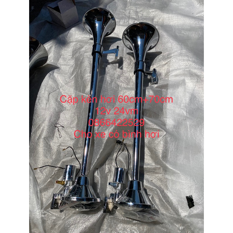 cặp kèn hơi 60cm+ 70cm cho xe có bình hơi 12v hoặc 24v có clip thử nhanh