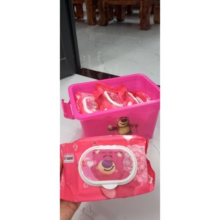 Xô 10 gói Khăn giấy ướt gấu