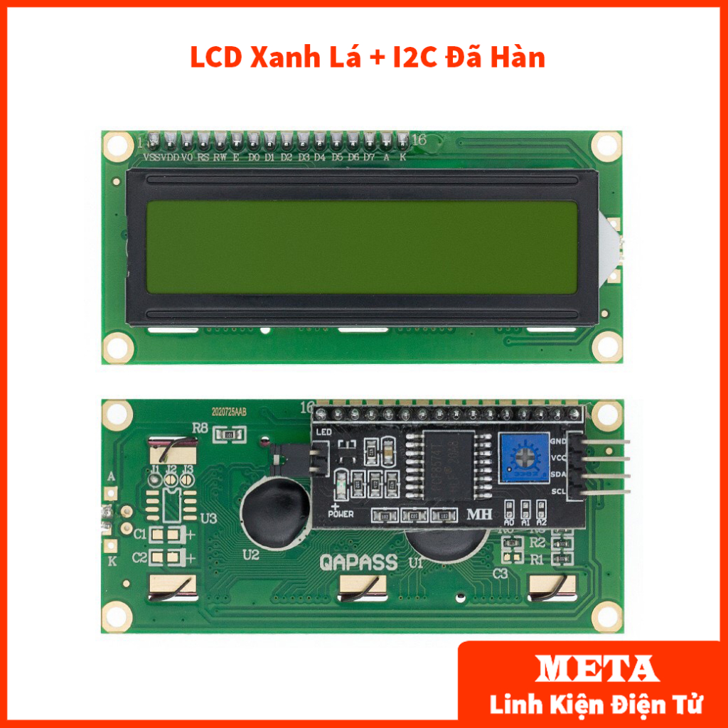 Màn Hình LCD 1602 Xanh Lá, Xanh Dương - LCD1602 + Mạch chuyển đổi I2C | BigBuy360 - bigbuy360.vn