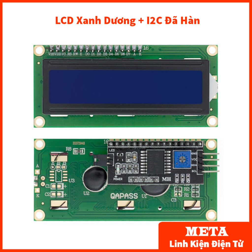 Màn Hình LCD 1602 Xanh Lá, Xanh Dương - LCD1602 + Mạch chuyển đổi I2C | BigBuy360 - bigbuy360.vn