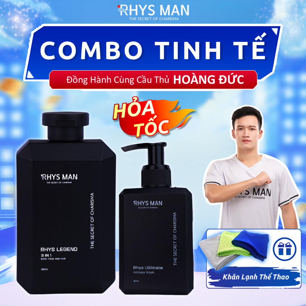 Bộ Quà Tặng Tinh Tế RHYSMAN - Sữa tắm gội nam hương nước hoa 350ml & Dung dịch vệ sinh nam giới 120ml