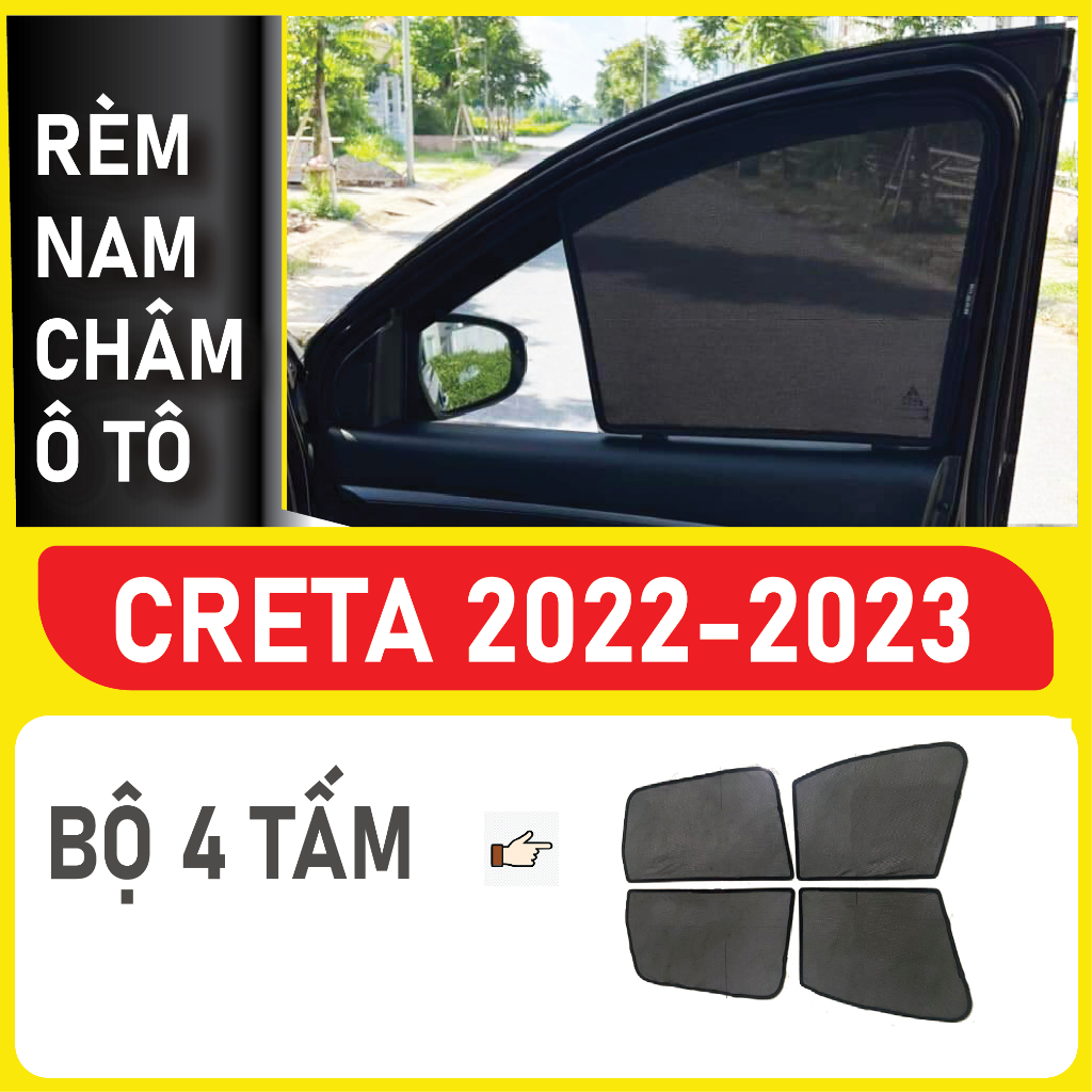 Rèm che nắng nam châm Xe Hyundai Creta Bộ 4 tấm chắn nắng chuẩn form xe, nam châm hút mạnh