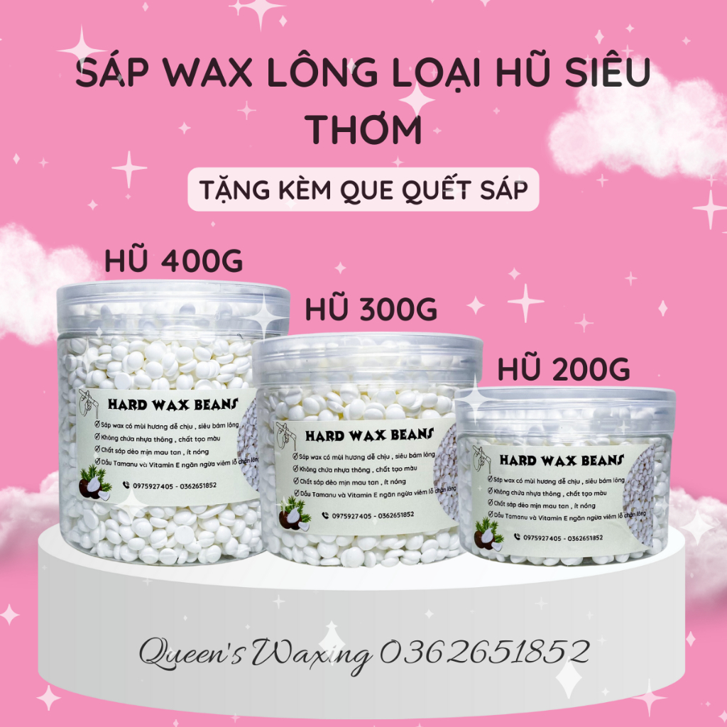 Sáp wax lông nhập khẩu dạng hạt đậu Hard Ward Bean + Tặng que gỗ