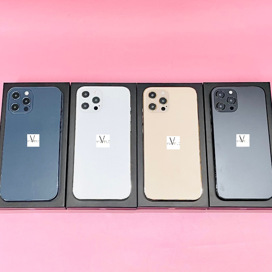 Mô hình trưng bày 12 pro và 12 promax màu xanh, trắng, đen, vàng