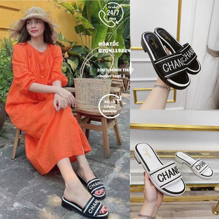 Dép cn viền trắng đen quai ngang fullbox