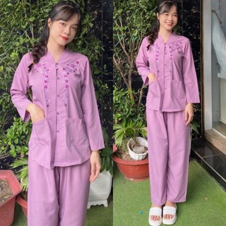Đồ lam đi chùa katê bà lai thêu có bigsize nhiều màu