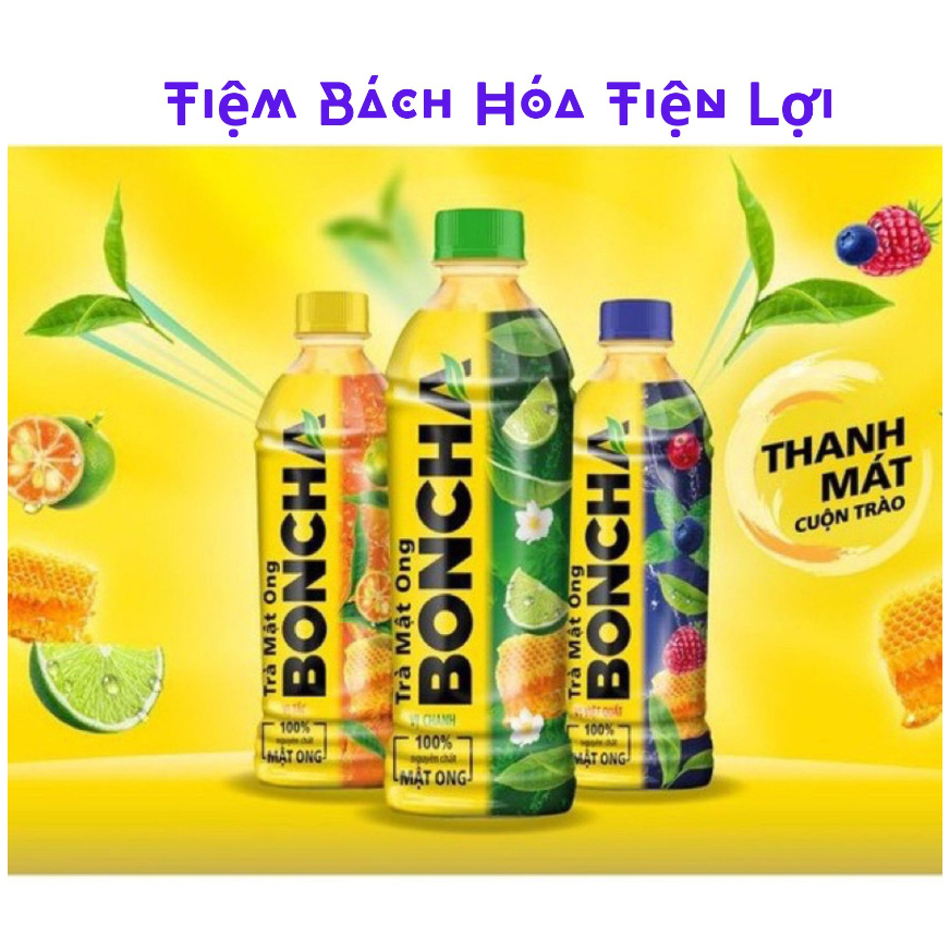 Lốc 6 Chai Trà Mật Ong BonCha 3 vị Tắc, Việt Quất, Chanh chai 450ml