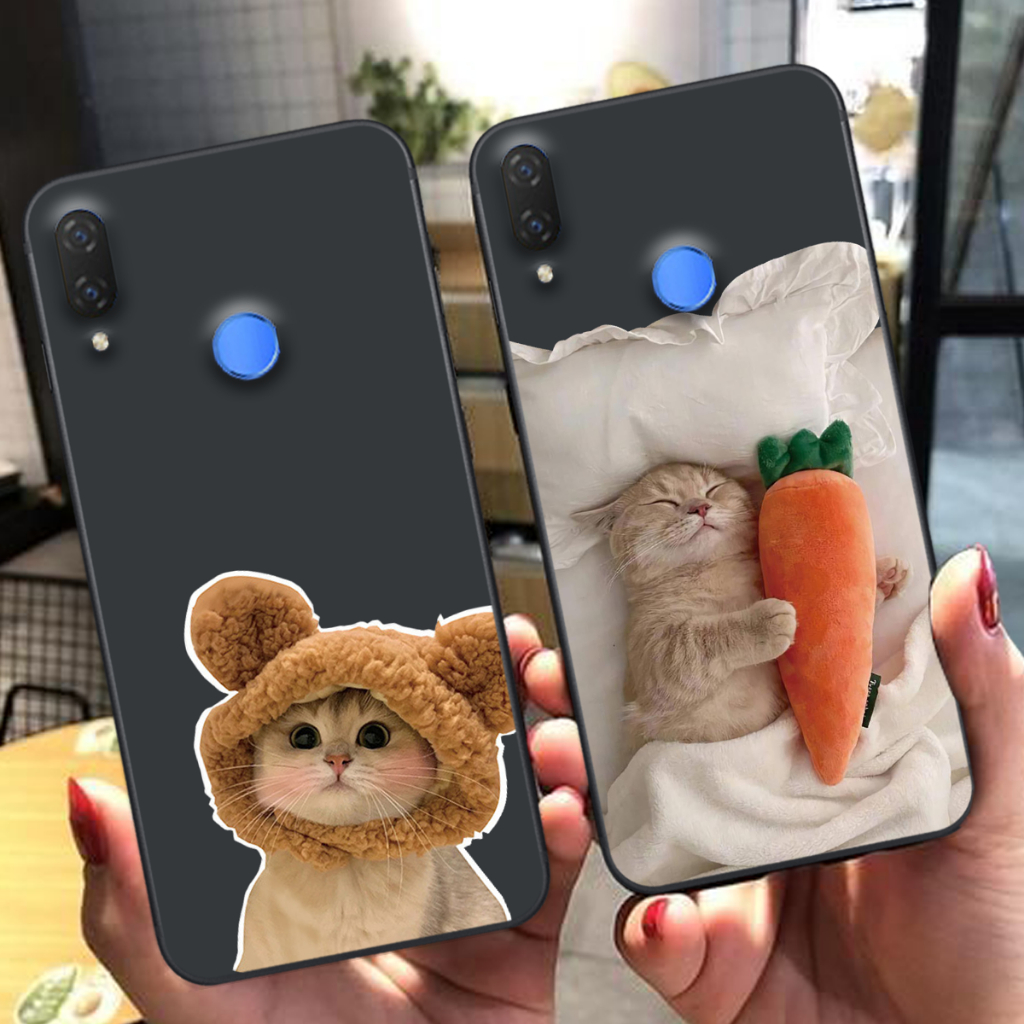 Ốp lưng Huawei Nova 3 / Nova 3E / Nova 3i dẻo mềm in chú mèo cute bảo vệ camera