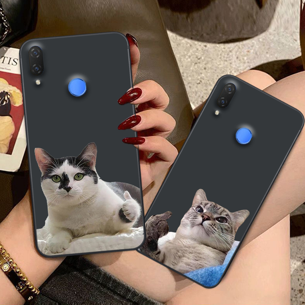 Ốp lưng Huawei Nova 3 / Nova 3E / Nova 3i dẻo mềm in chú mèo cute bảo vệ camera