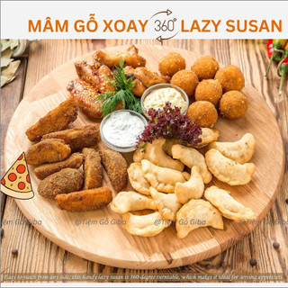 Mâm xoay bằng gỗ, đế xoay bánh kem, Bàn gỗ xoay dùng trang trí tiệc bánh, Mâm gỗ xoay GIBA