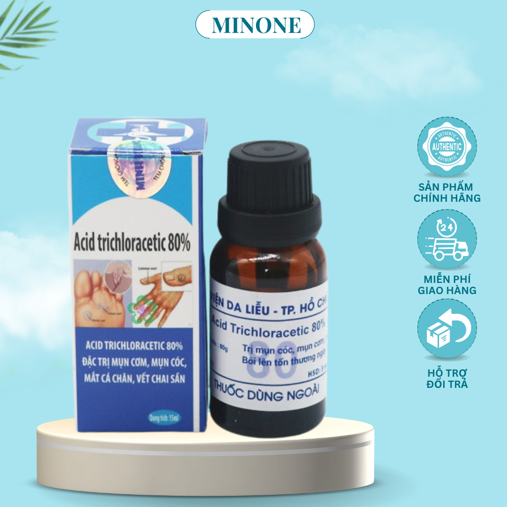 Loại bỏ mụn cóc, mụn cơm, mắt cá chân, mụn thịt, nốt chai sần Viện Da Liễu - Acid Trichloracetic 80%