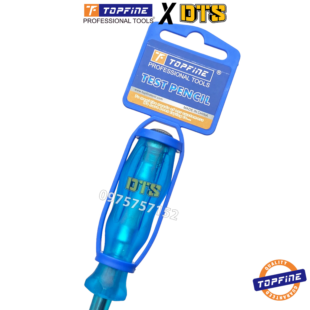 Bút thử điện có đèn TOP FINE 100-500V nhựa đúc nguyên khối, an toàn tuyệt đối, bền chắc chống va đập 145mm TF-170614