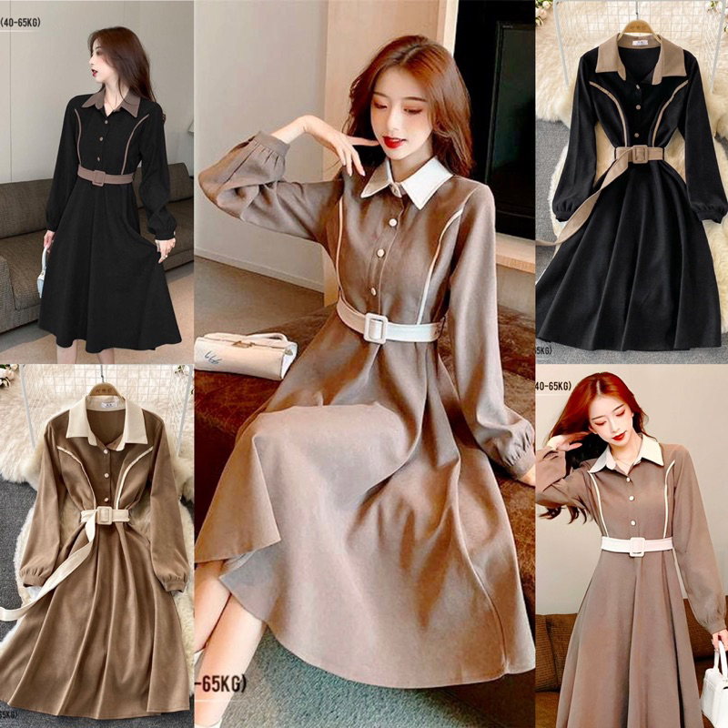 ♥Gdv0052♥Đầm thiết kế xoè né ngực tặng kèm đai chất chéo nhung