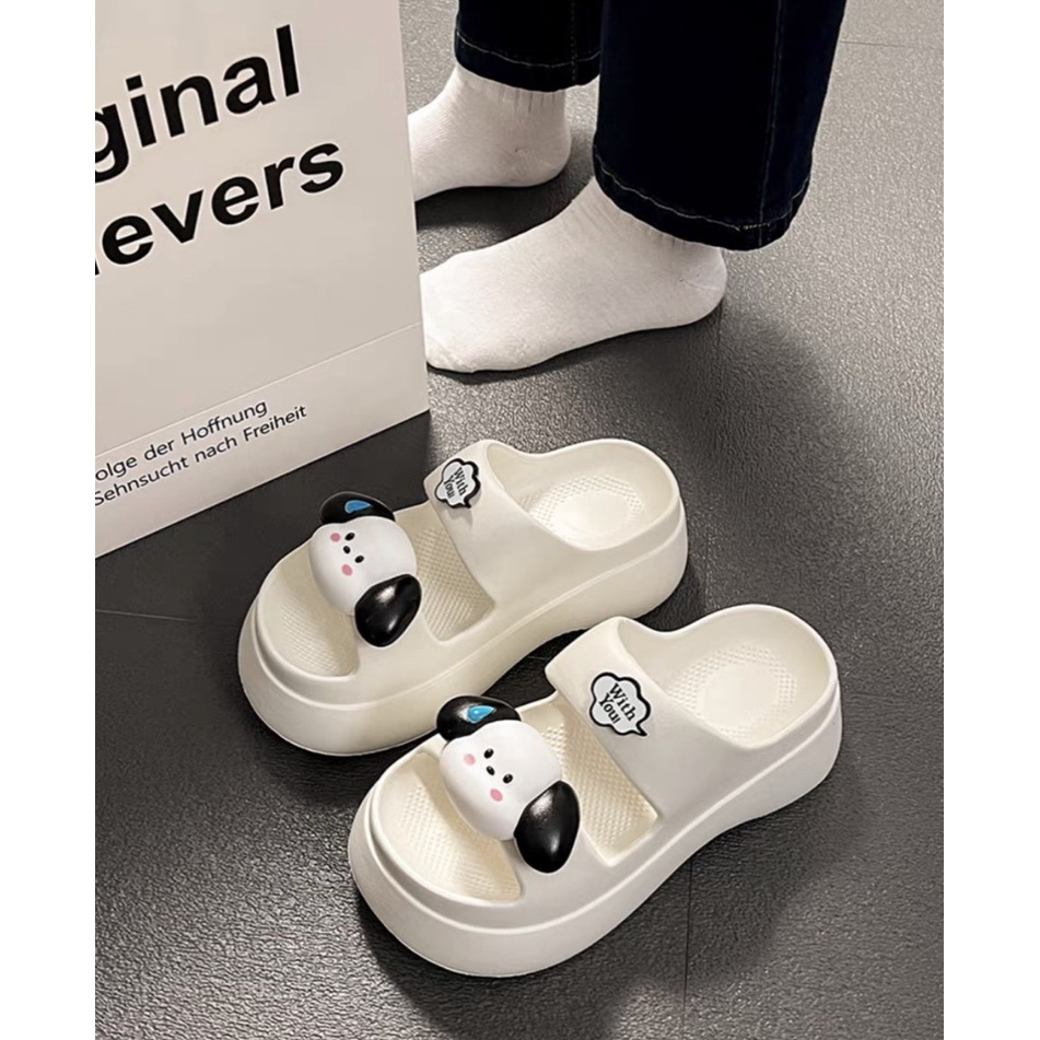 Dép quai ngang -dép bánh mì eva độn đế 6cm hình CÚN NICE