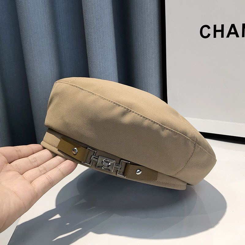 Mũ beret màu đen bằng kim loại thoải mái thời trang xuân thu phong cách Hàn Quốc